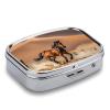 Horses Running in Desert Storm Square Pill Box Travel Portable Pill Case 2 Compartment Medicine Metal Tablet Vitamin Holder Organizer for Purse Pocket view 3