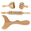 4-Piece Wooden Massage Therapy Set for Full-Body Relaxation, Includes Contouring Board, Cup, Roller Stick & Mushroom Massager view 1
