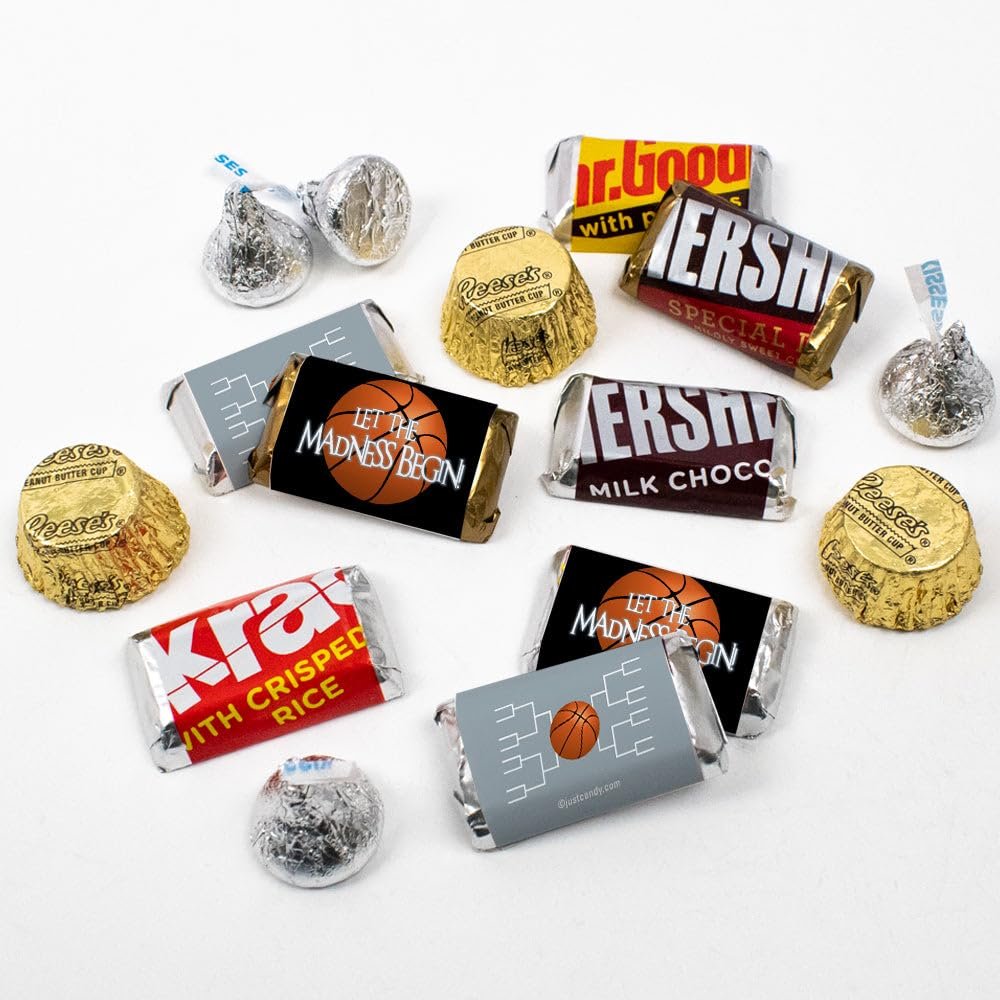 110 Pcs Basketball Party Candy Favors Chocolate Mix Let the Madness Begin (1.62 lbs, Approx. 110 Pcs) - Silver