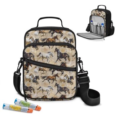 AZULCUSTO Lightweight Insulin Travel Pouch Breathable Diabetes Organizer Anti-Scratch Glucose Meter Protector Lightweight Medication Storage Horse Print