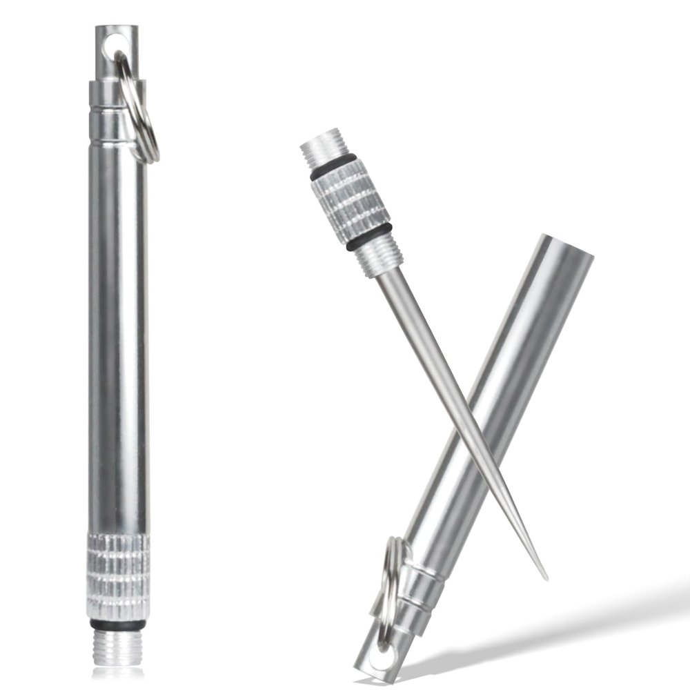 2PCS Portable Mini Titanium Toothpicks with Stainless Steel Holder Reusable Metal Picks for Home & Outdoor Use