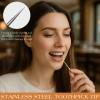 2PCS Portable Mini Titanium Toothpicks with Stainless Steel Holder Reusable Metal Picks for Home & Outdoor Use view 2