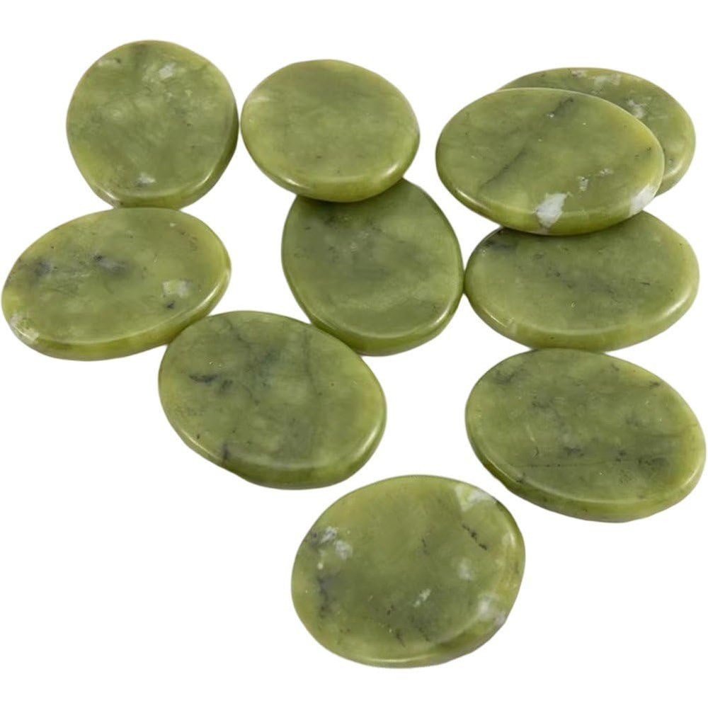 10 Pcs Hot Massage Stones Natural Green Jade Heated Warmer Stone for Home Spa Massage Relaxing and Pain Relief