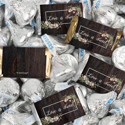 124 Pcs Wedding Candy Favors Miniatures Chocolate & Kisses (1.52 lbs) - Rustic