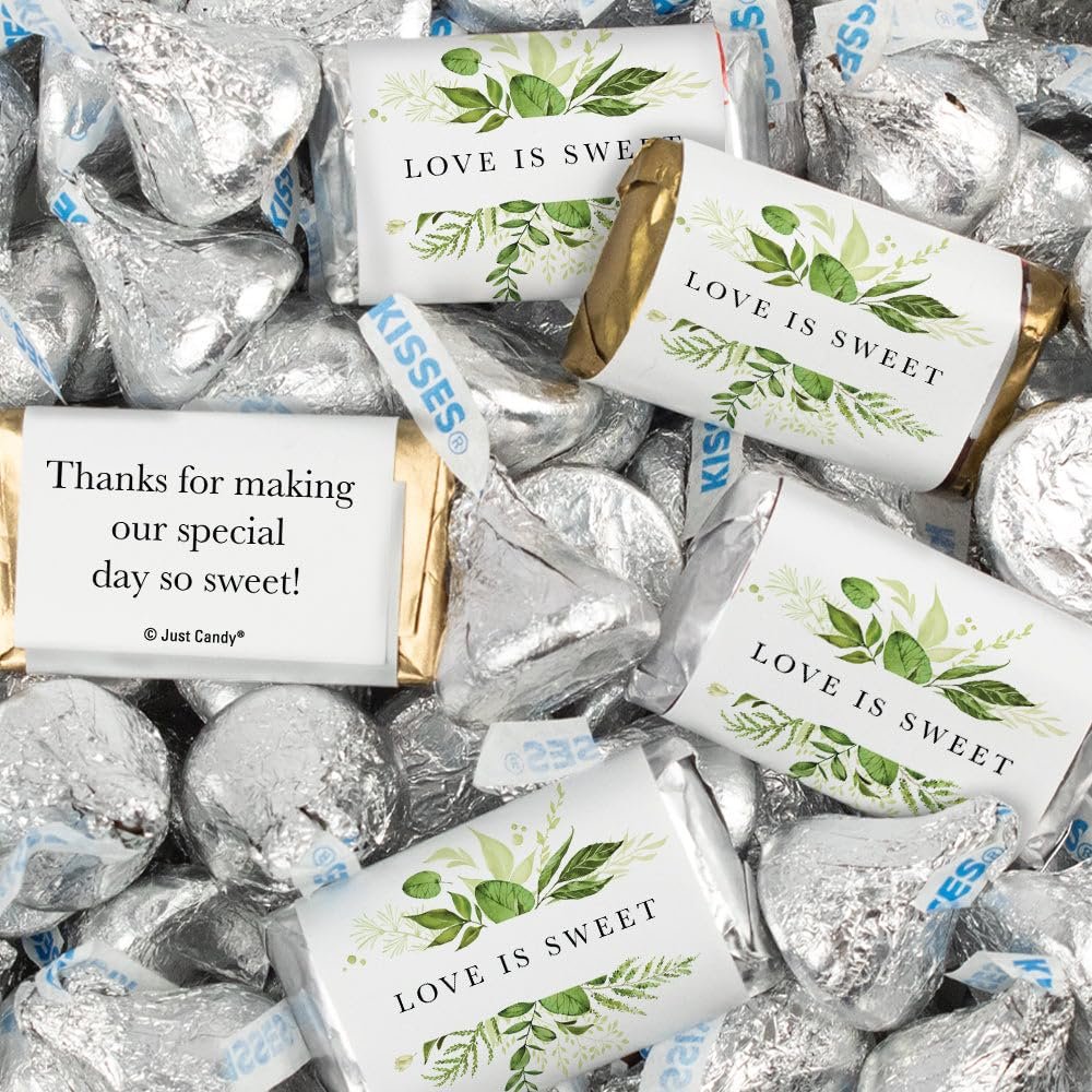 124 Pcs Wedding Candy Favors Miniatures Chocolate & Kisses (1.52 lbs) - Botanical