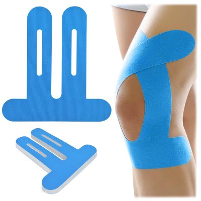 10 Pcs Kinesiology Tape for Knees, Knee Tape Blue, precut Kinesiology Tape for Knees Hypoallergenic & Breathable & Waterproof & Comfortable, Knee Tape for Knee Pain Relief pre Cut, Adhesion 4-7 Days