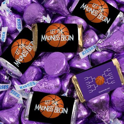 124 Pcs Purple Basketball Party Candy Favors Chocolate Mix Let the Madness Begin (1.52 lbs, Approx. 124 Pcs)