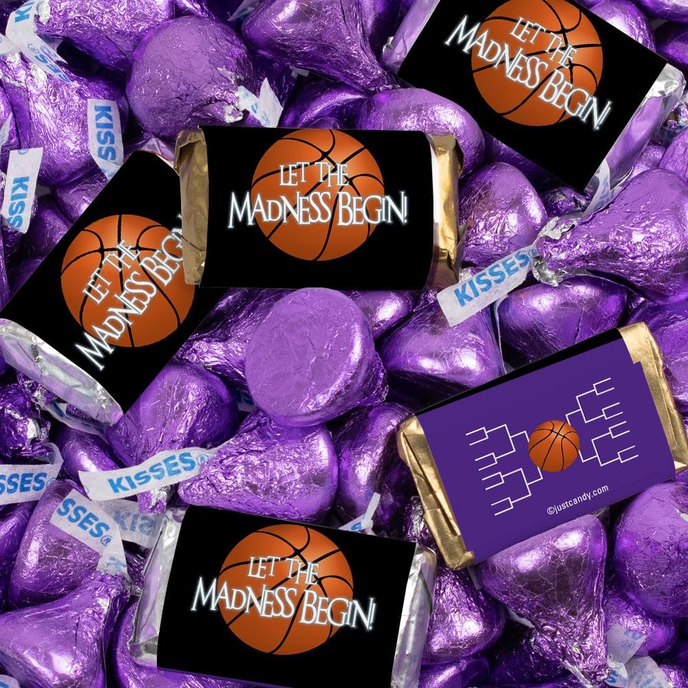 124 Pcs Purple Basketball Party Candy Favors Chocolate Mix Let the Madness Begin (1.52 lbs, Approx. 124 Pcs)