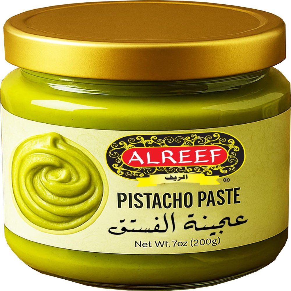 Alreef Pistachio Paste Sweet Spreadable Paste, 7 oz (200g) Rich & Nutty Pistachios Cream for Knafeh Dubai Pistachio Chocolate Bars, No GMO