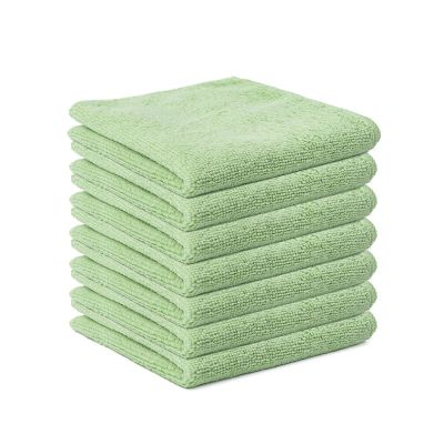kinganrun 10-Pack Microfiber Cleaning Cloths - Dual-Sided Kitchen & Car Towels, 12"x12" Quick Dry Lint-Free(Green)
