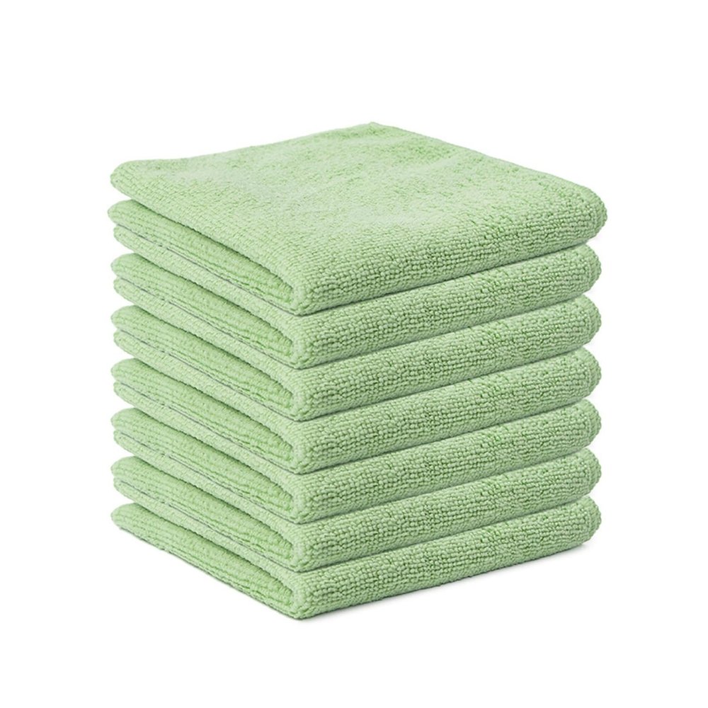 kinganrun 10-Pack Microfiber Cleaning Cloths - Dual-Sided Kitchen & Car Towels, 12"x12" Quick Dry Lint-Free(Green)