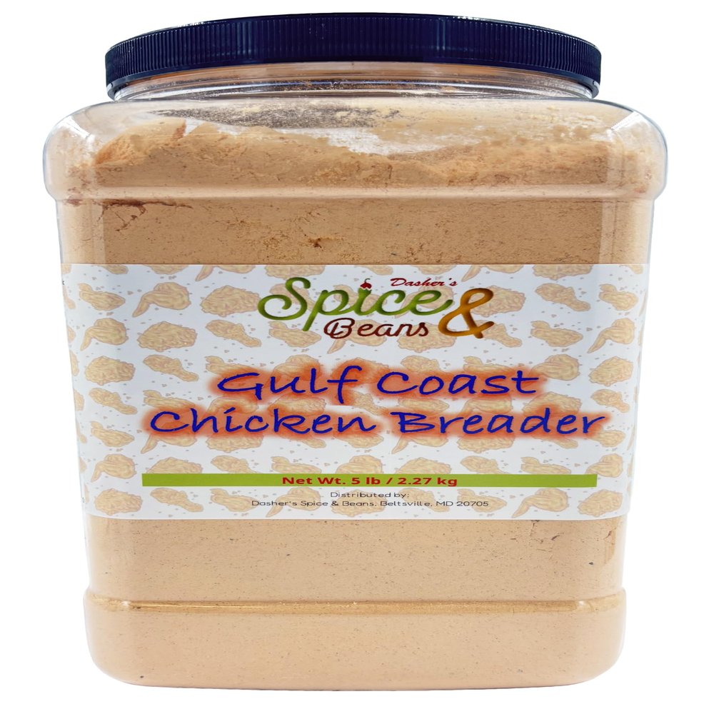 Gulf Coast Chicken Breader | Southern Style Seasoned Chicken Coating Mix for Fried Chicken Wings Tenders Sandwiches & Comfort Food | Crispy Restaurant Style Texture | 5 lb Bulk Container | Dashers Spice & Beans