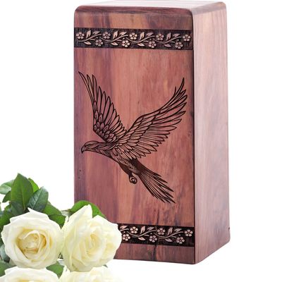 KARYLIZ Eagle Urn for Father Ashes - Wooden Mini Funeral Cremation Urn for Men and Women Keepsake - Cremation Urns for Adult Male - Memorial Urns for Human Ashes 11.25 Inch