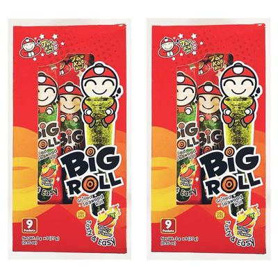 Big Roll Grilled Seaweed Snack, Spicy Flavor, Pack of 2, 27 g each