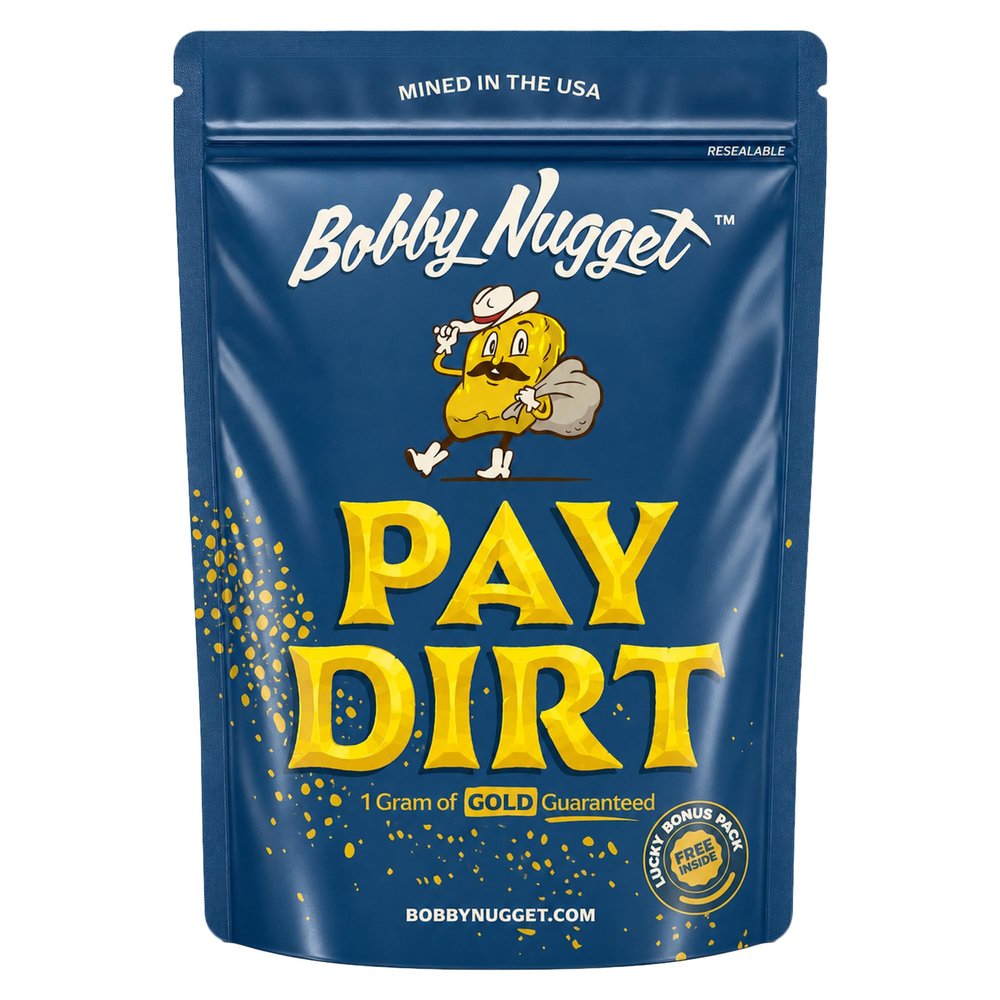 Bobby Nugget Gold Paydirt | Gold Rush Panning Concentrates unsearched & Added | Gold Prospecting Pay Dirt + Guaranteed Luckys Bonus Bag | 1 Gram of Gold