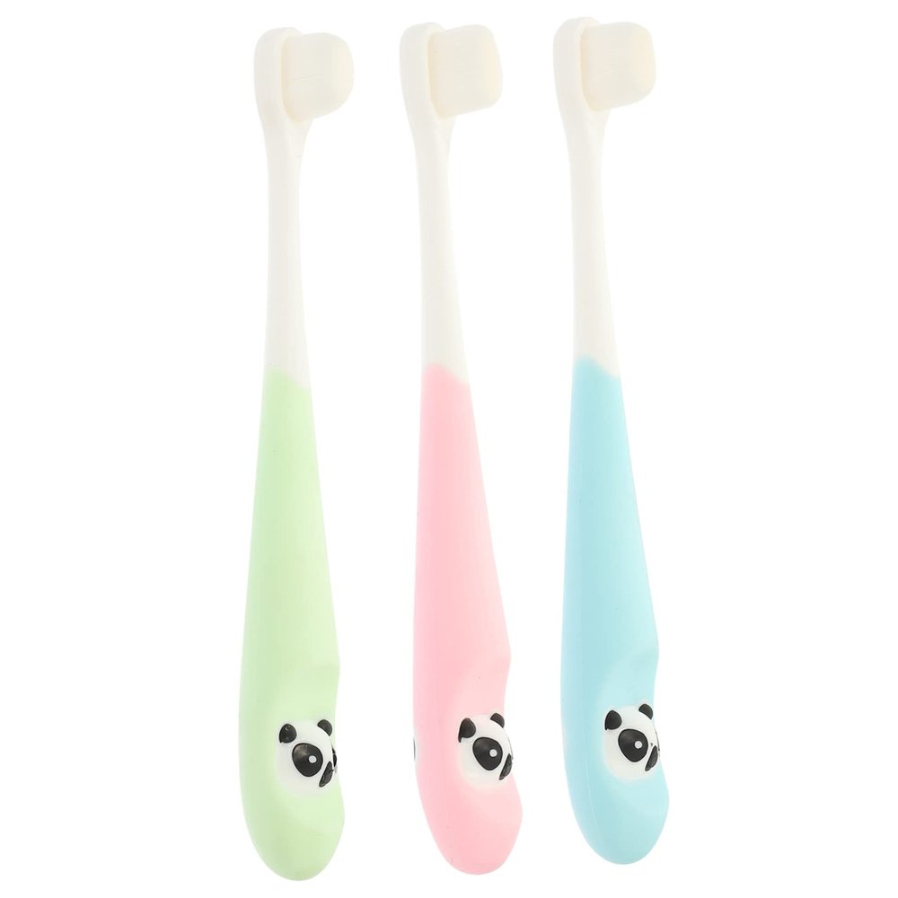 COLLBATH 3pcs Cartoon Toothbrush Soft Bristle Boys and Girls Toothbrush for Toddlers Handle Random Color