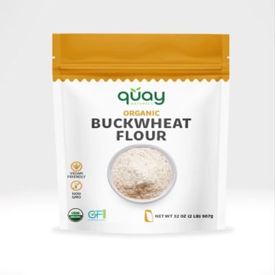 Quay Naturals Organic Buckwheat Flour, 2lbs | Gluten-Free, Non-GMO, Vegan | USA Grown, Stone-Ground | Rich Nutty Flavor | Buckwheat Groats