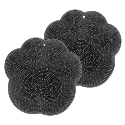 SAFIGLE 2pcs Silicone Shower Back Scrubber Mat Suction Cups Hands-Free Exfoliating Foot Scrubber for Bathroom Non-Slip Bathtub Wall Massage Mat