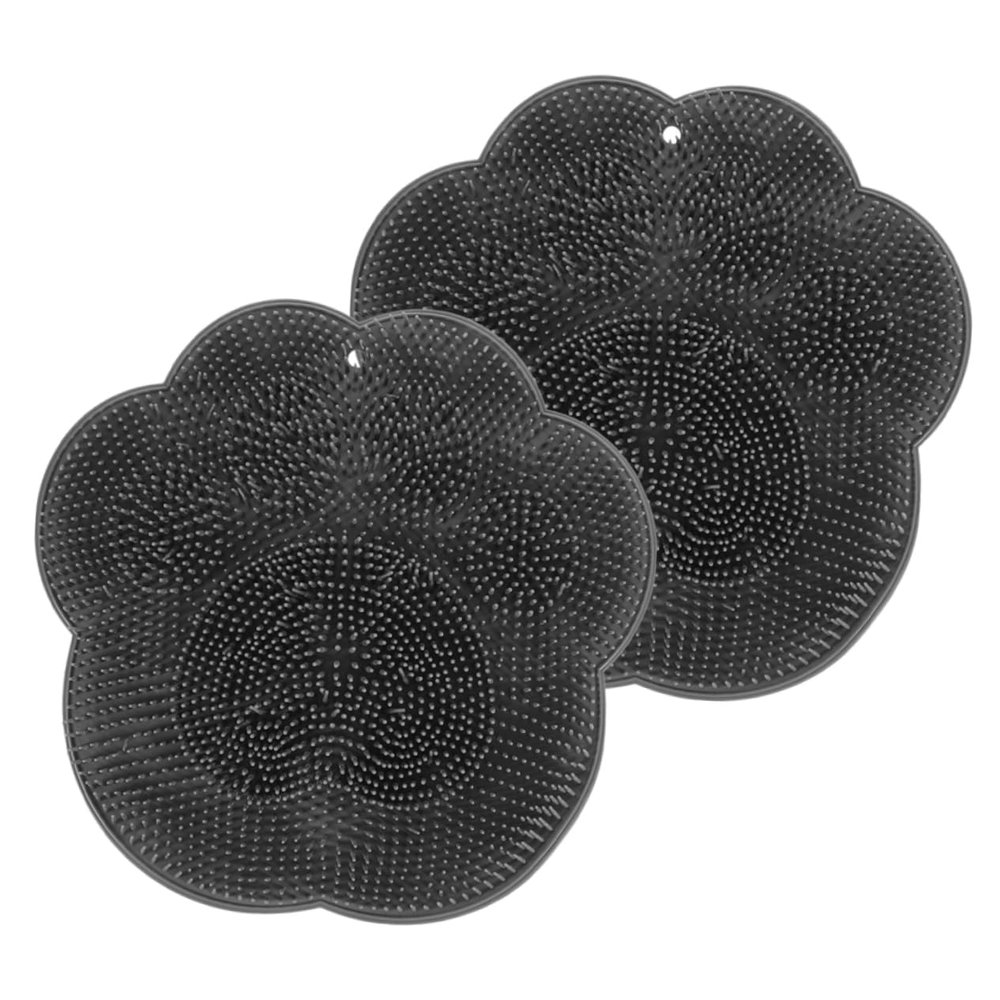 SAFIGLE 2pcs Silicone Shower Back Scrubber Mat Suction Cups Hands-Free Exfoliating Foot Scrubber for Bathroom Non-Slip Bathtub Wall Massage Mat