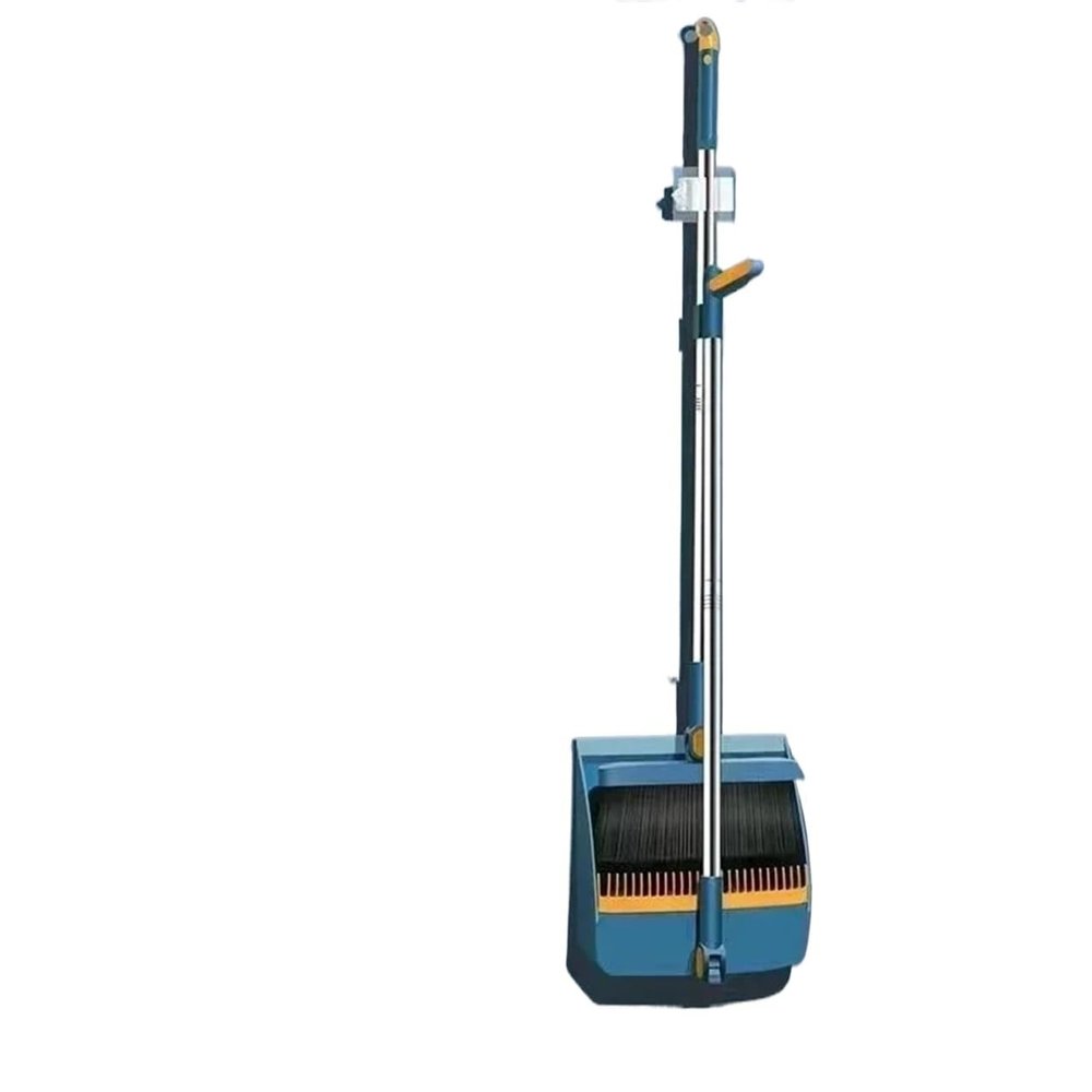 Thickened Plus-Sized Folding Rotating Broom Soft Fur Non-Viscous Set Dustpan Combination Household Sweeping for Cleaning(Blue)