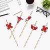 24 Pcs Nurse Themed Party Paper Straw,Nurse Graduation Party Decor,Nurse Appreciation Week & Retirement Party Decor Supplies Gold Red view 4