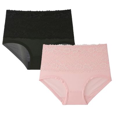 Leak Proof Panties, Women's Washable Leakproof Underwear, Ladies Underwear with Incontinence Comfortable for Women 55+ (2pcs-F,Large)