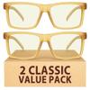 Eyekepper 2 Pack Oversized Reading Glasses Square Large Blue Light Readers for Men Women - Yellow +2.50 view 1