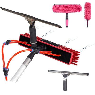Telescopic Brush,6m,Telescopic Window Cleaner,Water Fed Window Cleaning, Pole Squeegee Brush Extension,Conservatory Solar Panel Cleaning Equipment Hose Fed,with Adjustable Angle