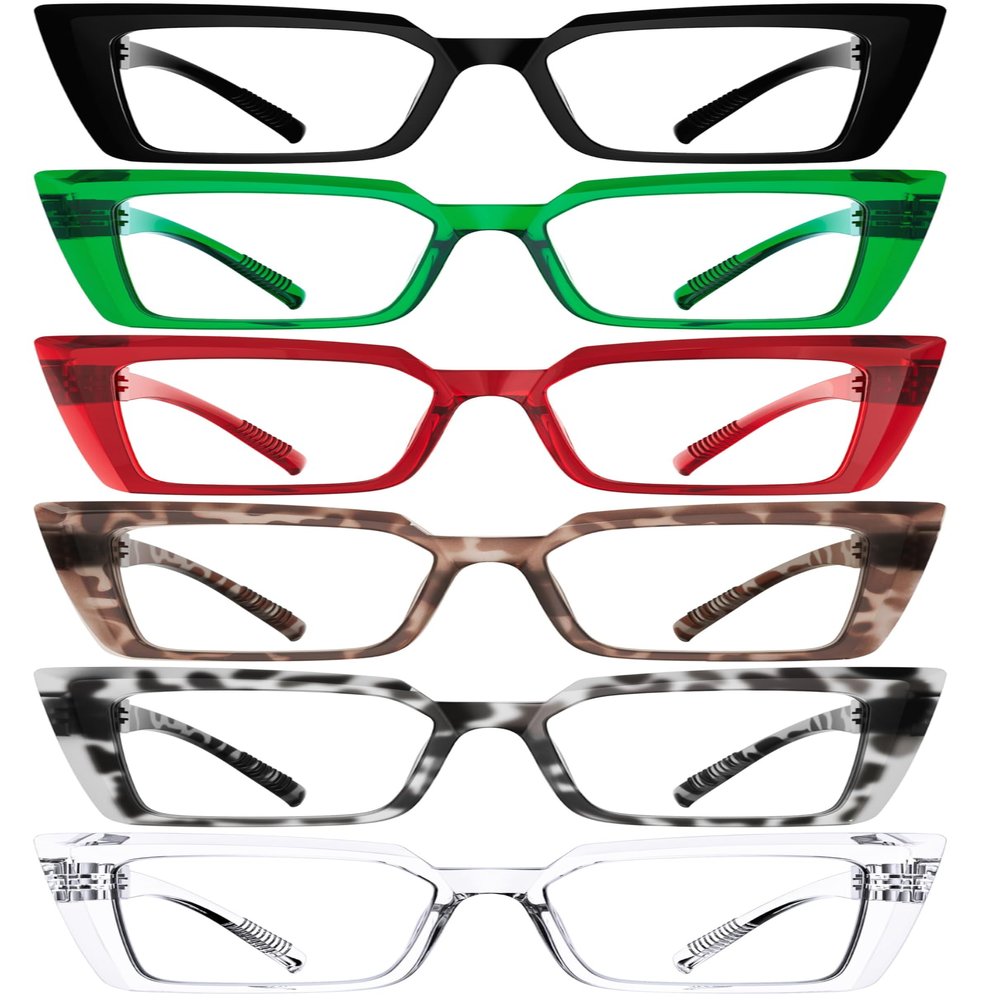 Eyekepper Oversize Metalless Screwless Blue Light Blocking Reading Glasses Women - 6 Pack Large Frame Computer Readers +1.50
