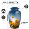 Yatskia Sunflower with Butterflies Large Funeral Urns for Human Ashes Adult Male and Female, Small Cremation Urn for Ashes Adult, (Classic 10 Inch and 3 Inch) view 2