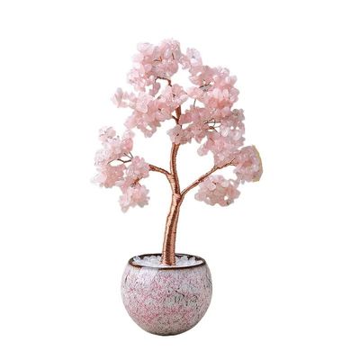 Crystal Tree of Life 7 Chakra Healing Trees for Home and Office Decor,Positive Energy, Wealth, Good Luck,Cash Cow Crystals,Living Room Decor, Handmade Bonsai Trees(Pink)