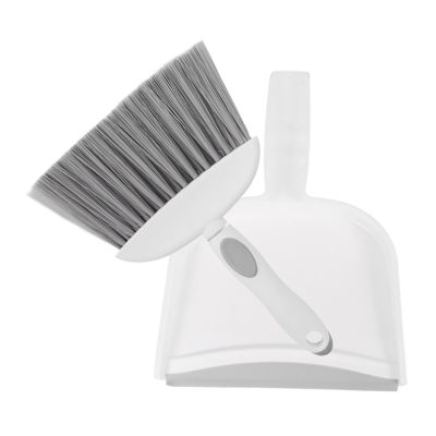 Healifty 1Set Broom and Dustpan Compact Cleaning Kit for Home Office and Car Lightweight Dustpan Brush for Small Areas Desktops Corners and Pet Hair Cleanup Grey Color