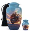 Yatskia Classic Bike with Pets Small Funeral Urns for Human Ashes Adult Brother and Sister, Large Memorial Burial Urn for Ashes Adult, (Classic 10 Inch and 3 Inch) view 1