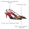 CHEFDEER Womens Slingback High Heels Stiletto Heeled Pumps Black Gold Size 7 view 3