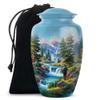 Casketique Fishing Funeral Urns for Adult Male - Large Blue Cremation Urn for Ashes for Women - Landscape Burial Urns for Adult Male Ashes - Memorial Urn for Mom - 10 Inch view 1