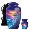 Yatskia Sparkling Beach Purple Large Cremation Urns for Human Ashes Adult Mother and Father, Small Funeral Keepsake Urn for Human Ashes Adult, (Classic 10 Inch and 3 Inch) view 1