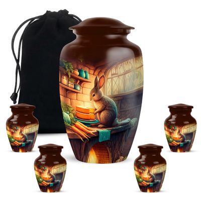 Yatskia Rabbit Mini Memorial Keepsake Urns for Human Ashes Adult Mom and Dad, Large Funeral Burial Urn for Adult Ashes, (Classic 10 Inch and 3 Inch)