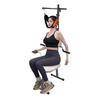 AGULIUM Electric Cervical Neck Traction Chair, Foldable Neck Back Stretcher Decompression Device for Pain Relief, Neck Back Spine Decompressor for Home Office, 330lbs Load Capacity