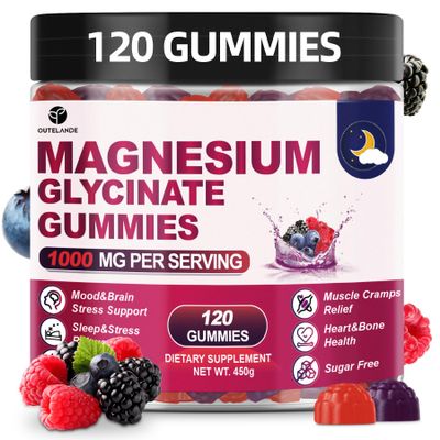 120 CT Magnesium Glycinate Gummies 1000 mg for Women and Men, Magnesium Malate & Taurate Supplements for Zzz, Body Support and Relaxation, Sugar Free, Vegan, Raspberry BlackBerry Blueberry Flavor