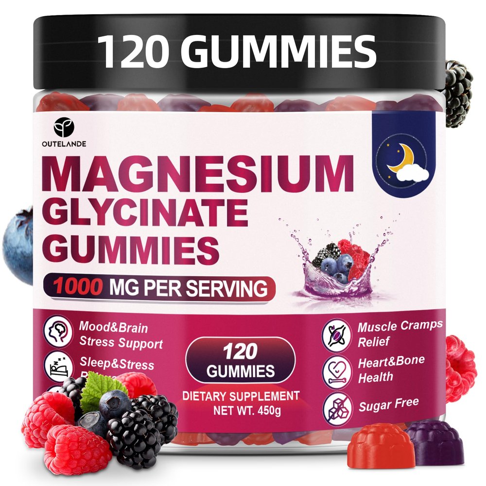120 CT Magnesium Glycinate Gummies 1000 mg for Women and Men, Magnesium Malate & Taurate Supplements for Zzz, Body Support and Relaxation, Sugar Free, Vegan, Raspberry BlackBerry Blueberry Flavor