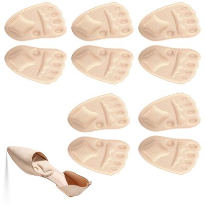 2025 New Pain Relief Insoles for Metatarsal, Non-Slip Cushioning Forefoot Pads, Gel Ball of Foot Pads Cushions for Women and Men (Beige, 5pcs)