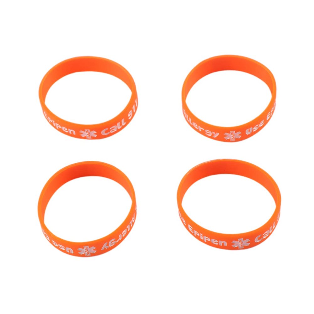 GOOHOCHY 4pcs Silicone Bracelet for Boys and Girls Pvc Hand Straps Allergy Warning Boys Girls Party Decorations
