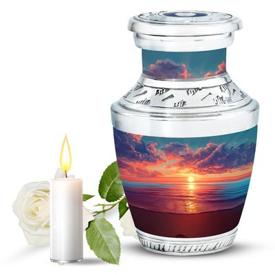 JAGASY Beach Small Cremation Urn for Human Ashes Tiny Memorial Ash Holder Mini Keepsake for Adult-3 Inch