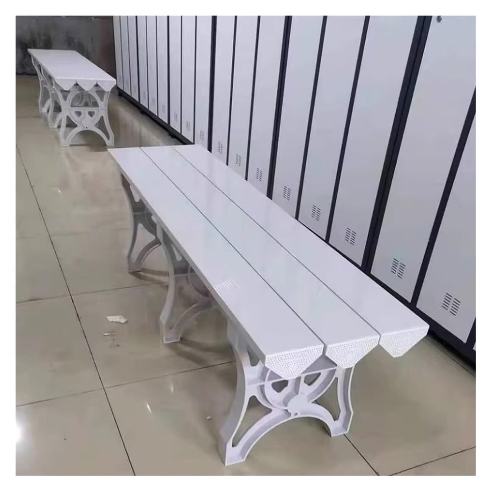 6.5/6/5/4/3.3/3 Foot Changing Bench Locker Room, 2 Pack ABS Plastic Slats Shoe Changing Stool - Waterproof Rest Long Bench Seat, for School Bathhouse/Gym Bathroom/Public Pool(White 2 Pieces,Length 78.