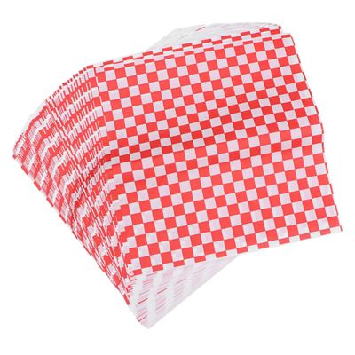 BRIGHTFUFU 200 Sheets of Greaseproof Paper for Fried Food Oil-Resistant Wax Paper Plaid Food Wrapping Mat for Fried Chicken and Fries for Parties and Picnics