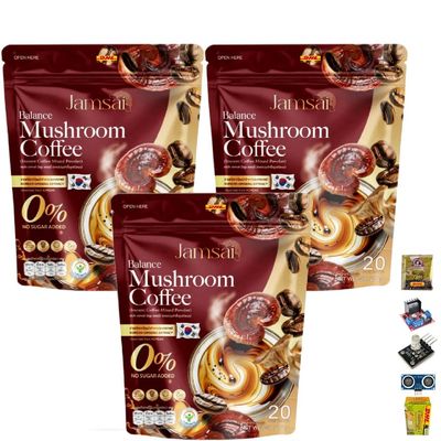 Jamsai Balance Mushroom Coffee Fragrant Intense Delicious Much Mellow Good Shape 20 sachets/pack (of 3) By Beautygoodshop [Get Free For You Beauty Gifts]
