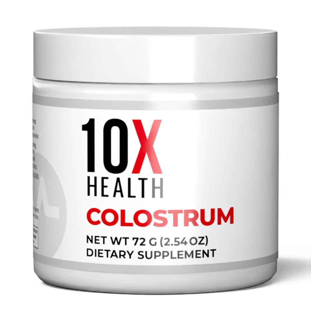 10X Health Bovine Colostrum Powder - Organic Colostrum Supplement Powder with Cats Claw Extract and Lactoferrin - Easy-Mix, Unflavored for Immunity & Gut Support - 60 Servings