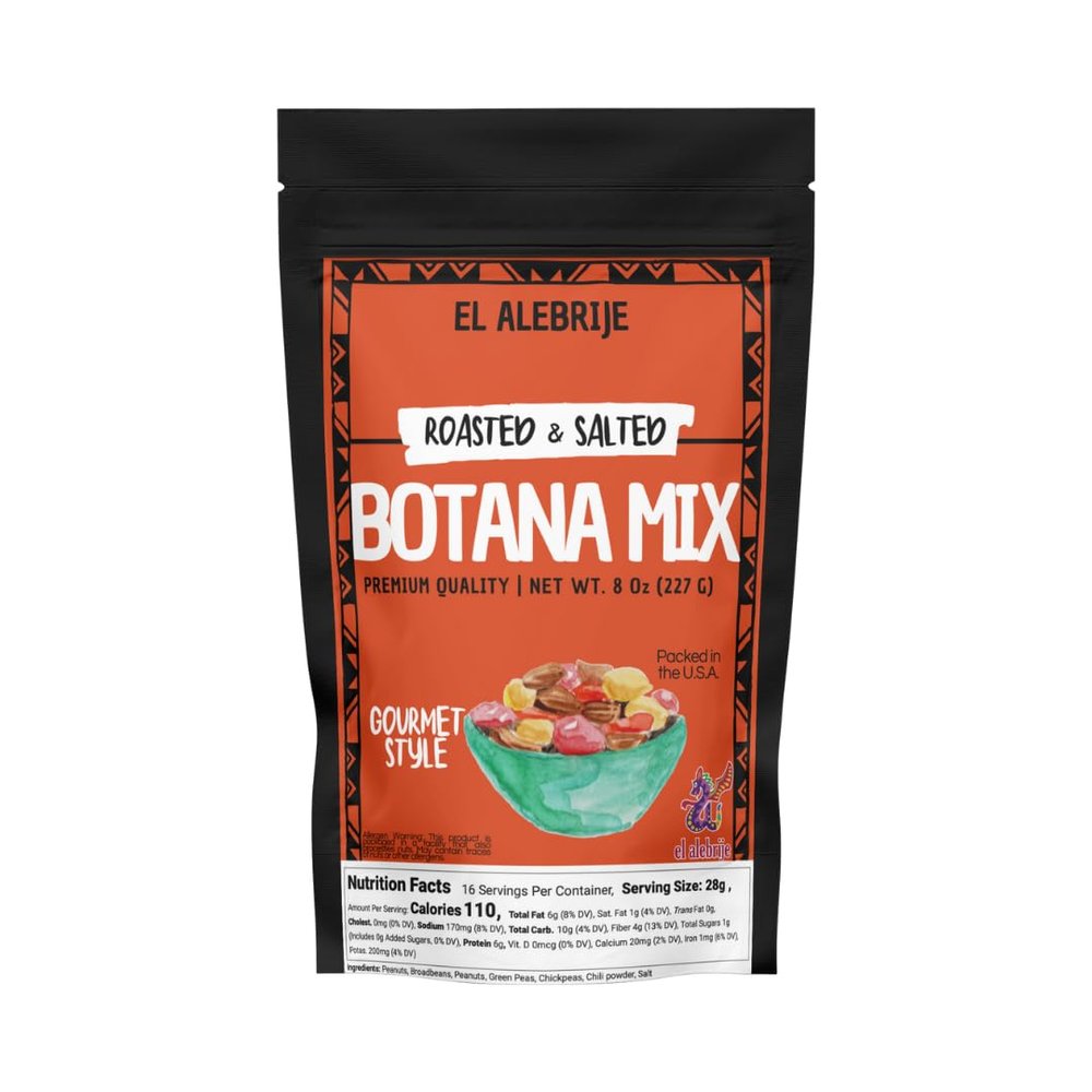 Alebrixes - Botana Mix 8 Oz (227 g) - Crunchy & Delicious Botana Mix Japanese Peanut, Roasted Fava Bean, Green Pea, Peanuts Whit Chili Lime Adobo - Protein Rich Delicious Snack
