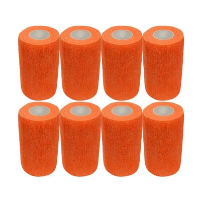 4" Cohesive Flexible Bandage Wrap 8 Pack | Self-Adherent Vet Tape for Animal Use | Breathable, Easy Tear, No Clips Required | Ideal for Horses, Dogs, Livestock, Pets (Florescent Orange)