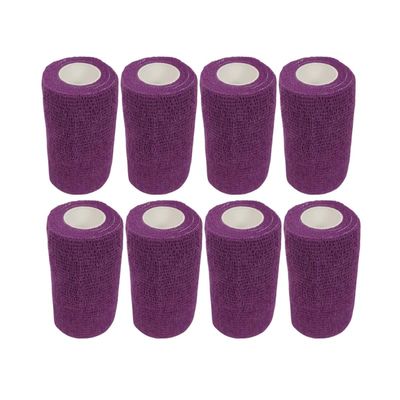 4" Cohesive Flexible Bandage Wrap 8 Pack | Self-Adherent Vet Tape for Animal Use | Breathable, Easy Tear, No Clips Required | Ideal for Horses, Dogs, Livestock, Pets (Purple)